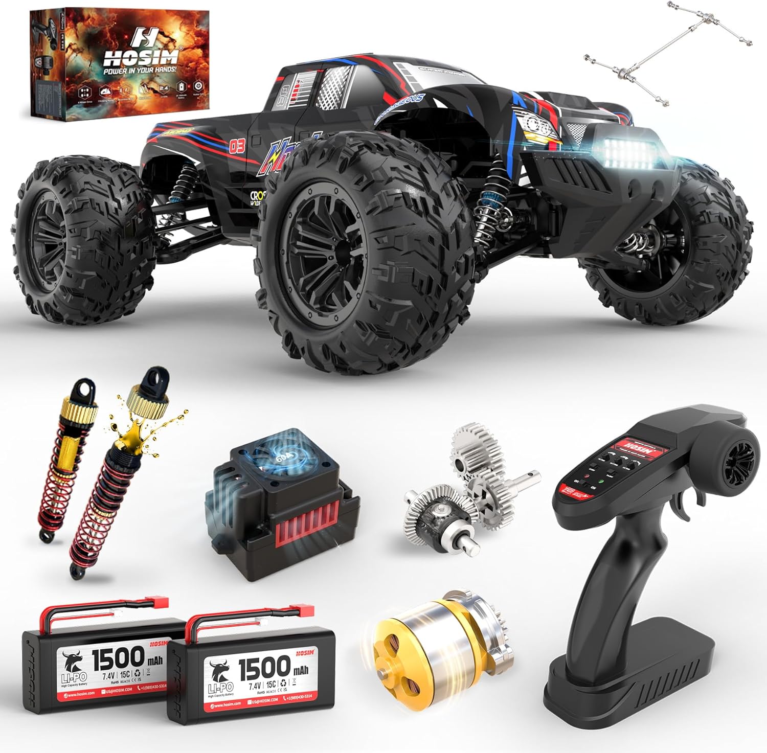Rc Hobby Grade Monster Truck - Caminhão Monstro RC Brushless 4x4 Off-Road