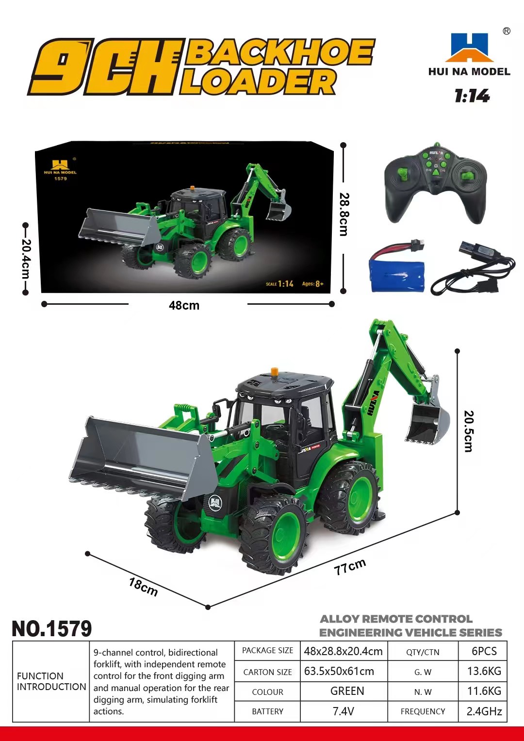 Venda nos EUA HUINA 1/14 1579  - Rc Hobby Excavator avaliação e preço